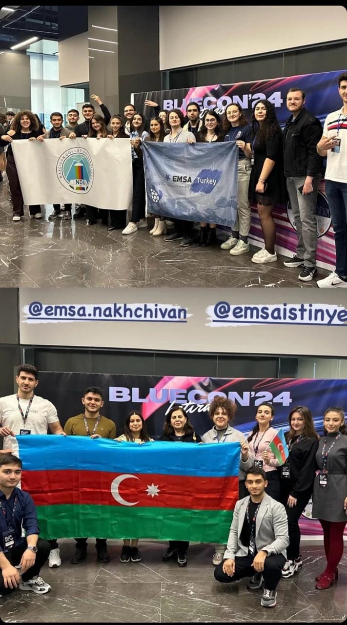 Congratulations to the 11 students from the Faculty of Medicine at Nakhchivan State University for their participation and success at the "BlueCon 2024" event organized by EMSA Turkey!